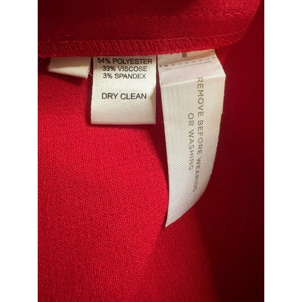 Ann Taylor LOFT Womens Red Sleeveless Drop Waist Shift Dress Size 6 Pocket Zip - Picture 4 of 5